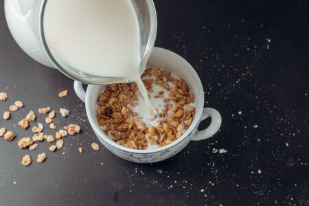 Muesli breakfastの写真素材