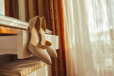 Bride Shoe on carpetの写真素材