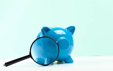 Blue piggy bank or money boxの写真素材