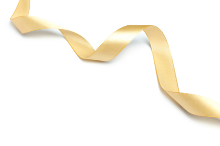 Golden ribbon collection isolated on whiteの写真素材