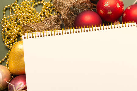 Greeting card  mock up with christmas ornaments