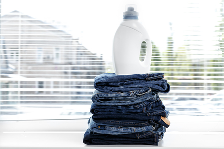 Pile of jeansの写真素材