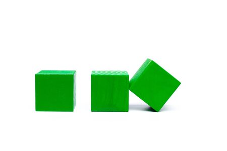 colored children cubes on  white isolated backgroundの写真素材
