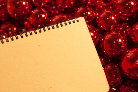 Greeting card mock up with christmas ornamentsの写真素材