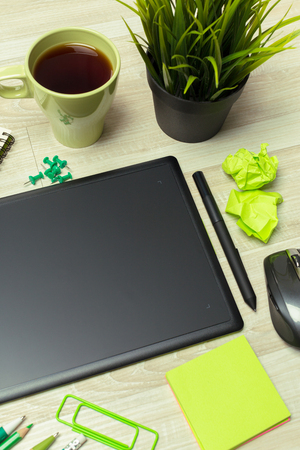 Working place of designer, close-upの写真素材