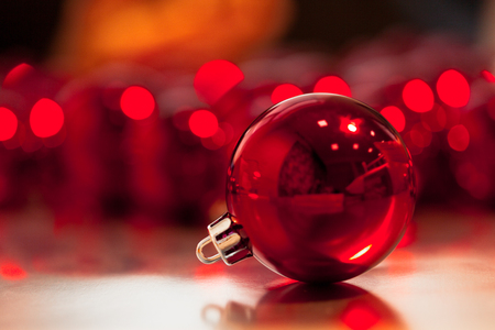 Red christmas ballsの写真素材