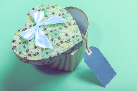 gift box with gift tag. valentines dayの写真素材