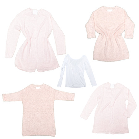 clothing collection isolated on whiteの写真素材