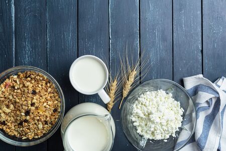 milk, cottage cheese - dairy productsの写真素材