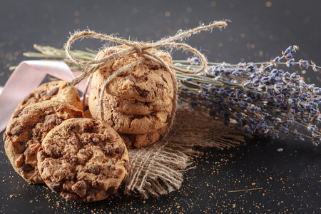 Homemade cookies on a black background