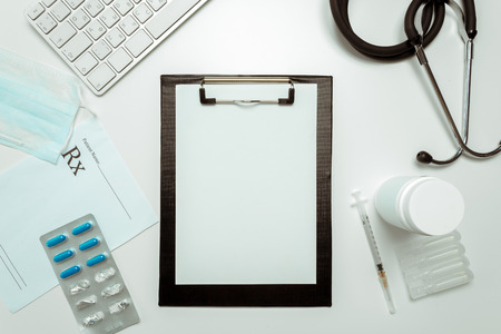 doctor workplace with a stethoscopeの写真素材