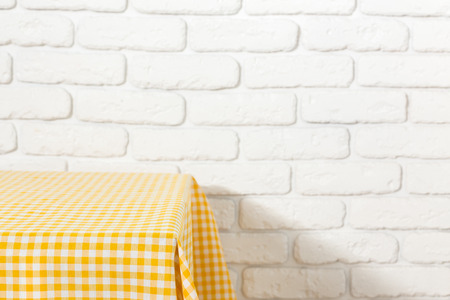 Background with empty wooden table with tableclothの写真素材