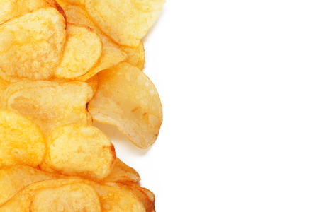 Potato chips isolated on whiteの写真素材