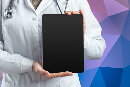 computer tablet in the hands of doctorの写真素材