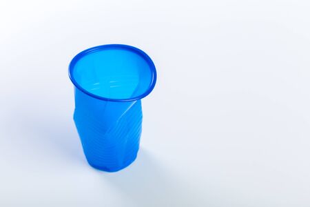 blue disposable plastic glassesの写真素材