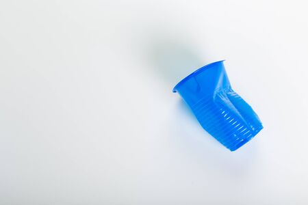 blue disposable plastic glassesの写真素材