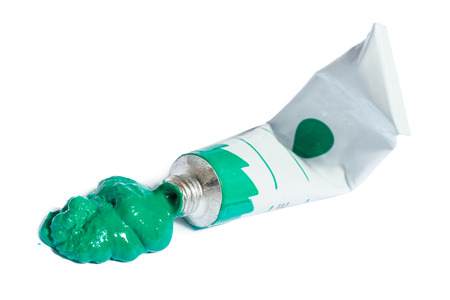 paint in tubes isolated on whiteの写真素材