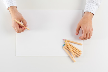 Man learning and writingの写真素材