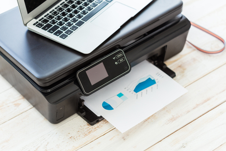 Printer and computer. Office table