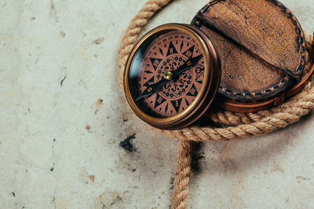 Compass on a gray gradient backgroundの写真素材