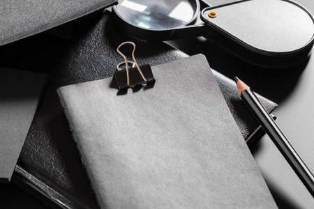 modern black office desktop scene