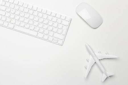 Aircraft and laptop keyboardの写真素材