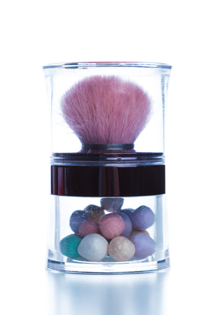 Decorative cosmetics isolated over white background. make up suppliesの写真素材