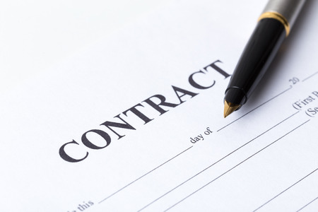 Business contract sheet and fountain pen