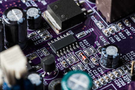 purplish computer motherboard
