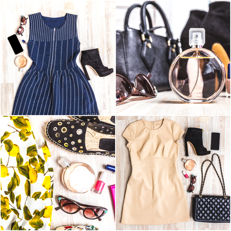 Collage of women's clothesの写真素材