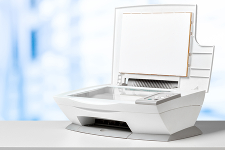 Printer on white desk