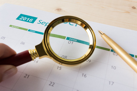 Closeup of numbers on calendar pageの写真素材