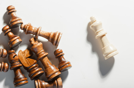 Chess game or chess pieces on white backgroundの写真素材