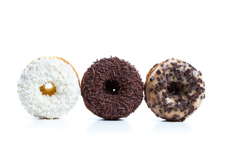 various donuts on white backgroundの写真素材