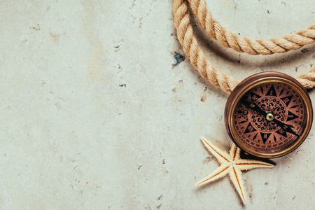 Compass on a gray gradient backgroundの写真素材