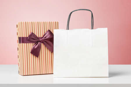 gift box on white tableの写真素材