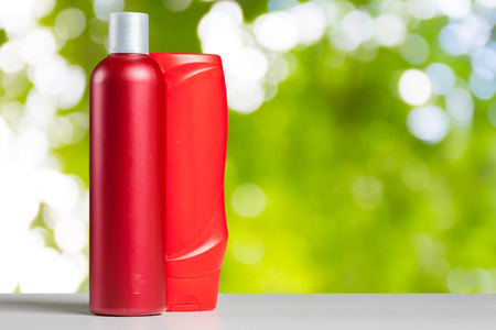 Bottle Bath Shampoo Soap Spa Toiletry on the tableの写真素材