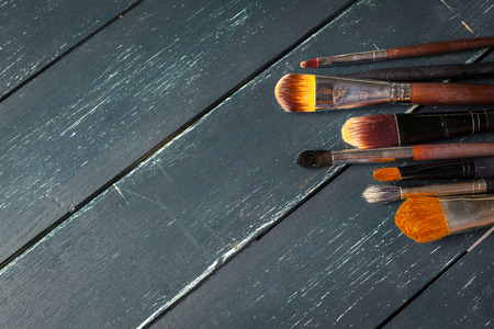 Makeup brushes and make-up eye shadowsの写真素材