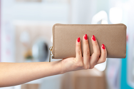 woman wallet in handの写真素材