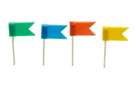 Push pins isolated on white background.の写真素材