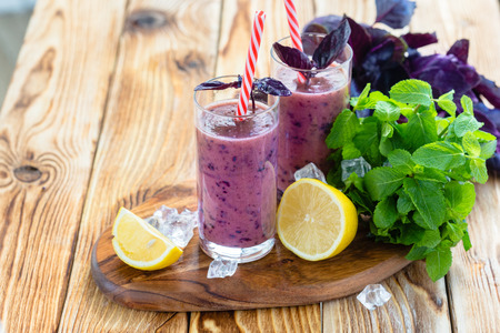 Berries milkshake smoothieの写真素材