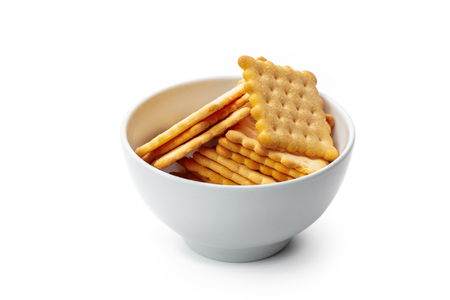 Cracker cookies isolated on white backgroundの写真素材