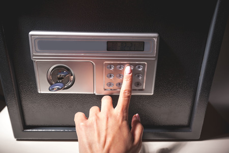 hand opened a safe, close upの写真素材