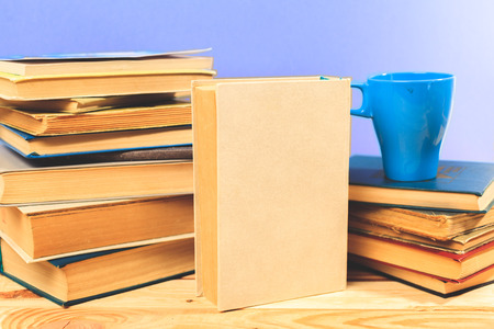 Books On Wooden Deskの写真素材