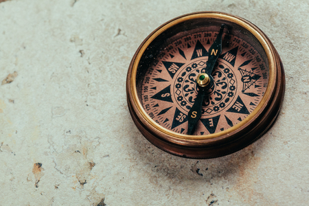 Compass on a gray gradient backgroundの写真素材
