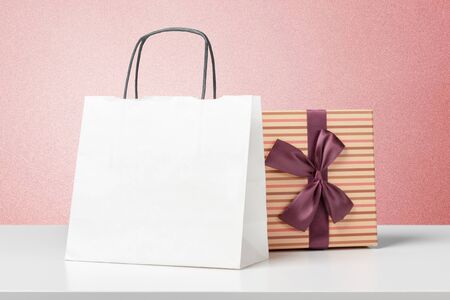 gift box on white tableの写真素材