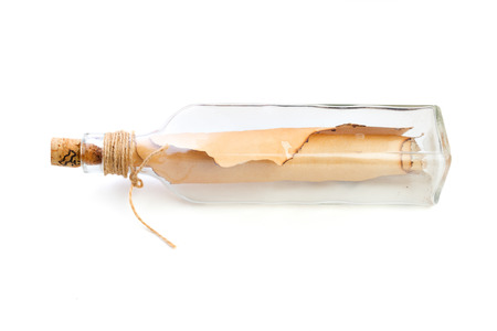 Bottle with message isolatedの写真素材