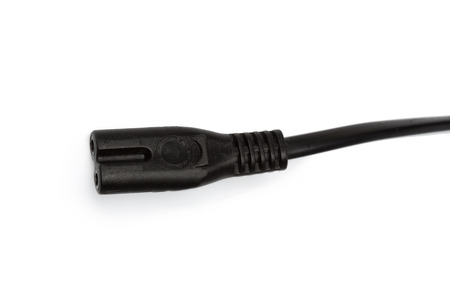 Black power cable with plug and socket isolated on white