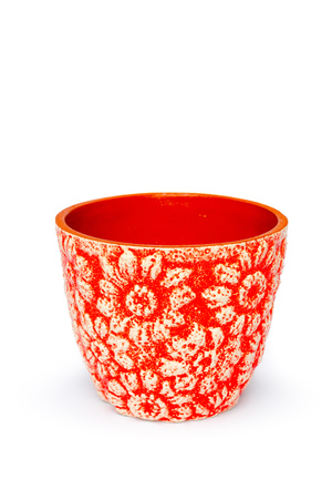 Empty flower pot isolated on white backgroundの写真素材