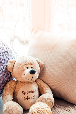 Decoration with huge bobbins and clewsの写真素材